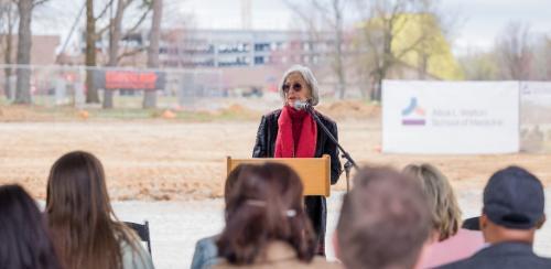 Alice L. Walton speaking at the groundbreaking ceremony for AWSOM